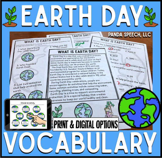 Earth day Vocabulary No-Print Unit ~ Print & Go
