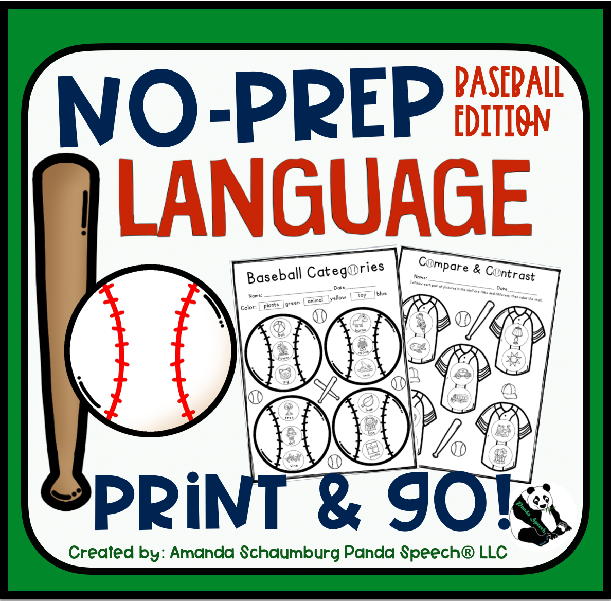 Baseball No Prep Language Pack (Quick pack!)