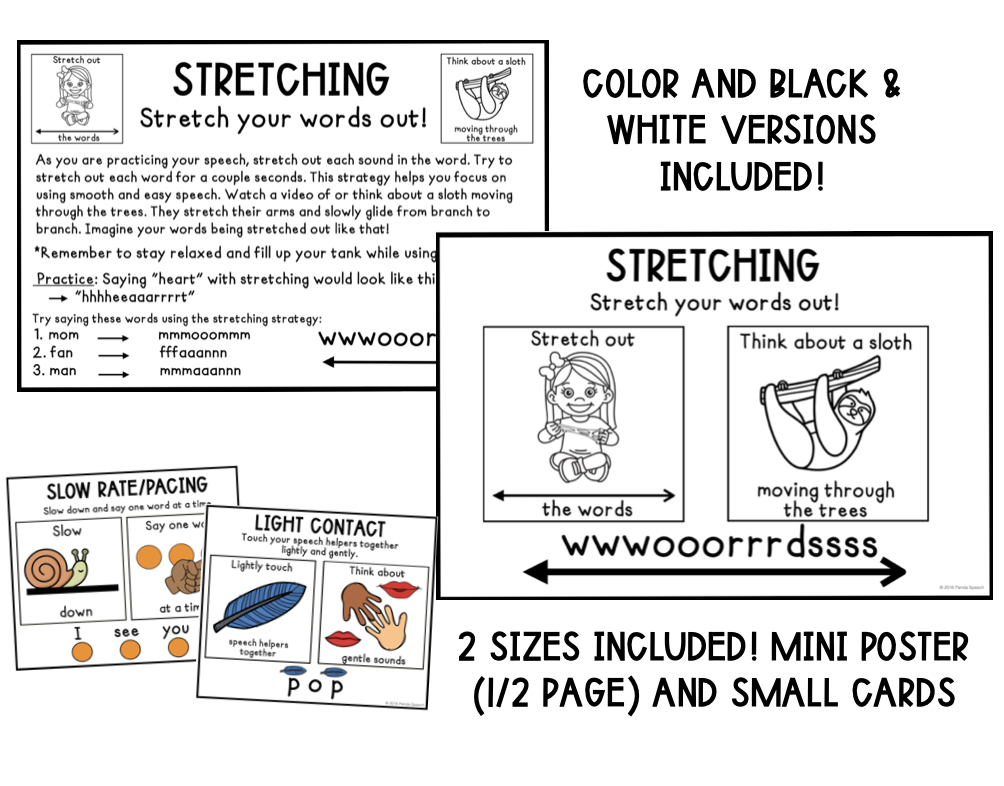 Fluency Strategy Mini- Posters and Practice Sheets ~Stuttering