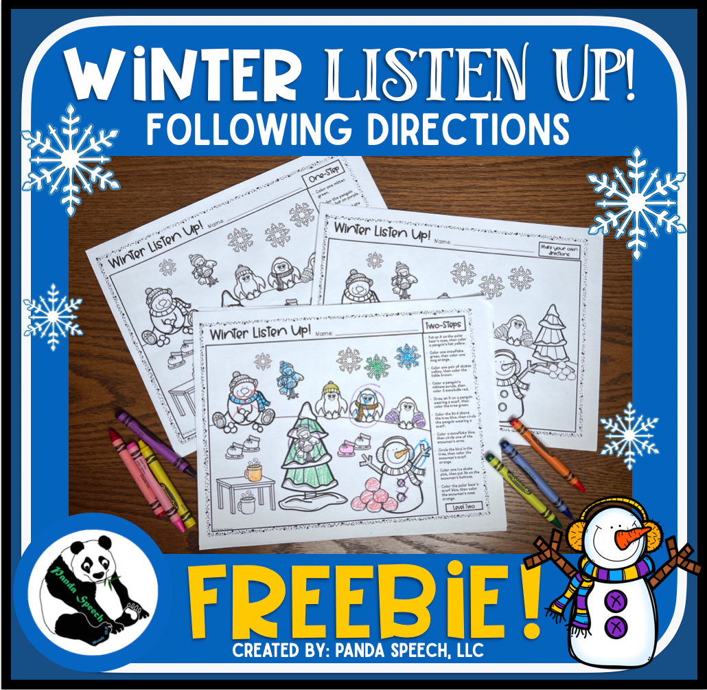 Winter Listen Up! Following Directions Freebie