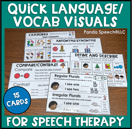 Quick Language Visuals ~ Speech Therapy Functional Decor for Teaching Concepts