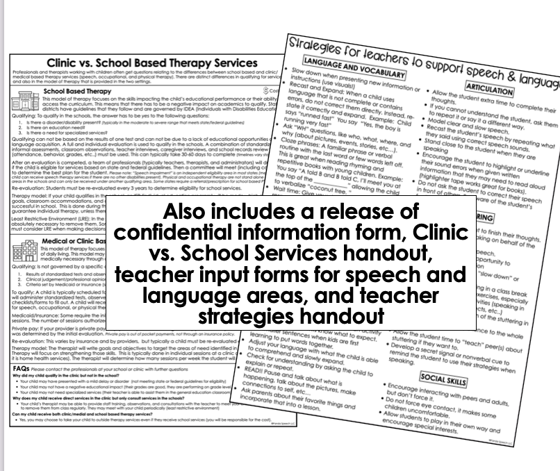The School SLP Referral Kit ~ The forms you wish you had!