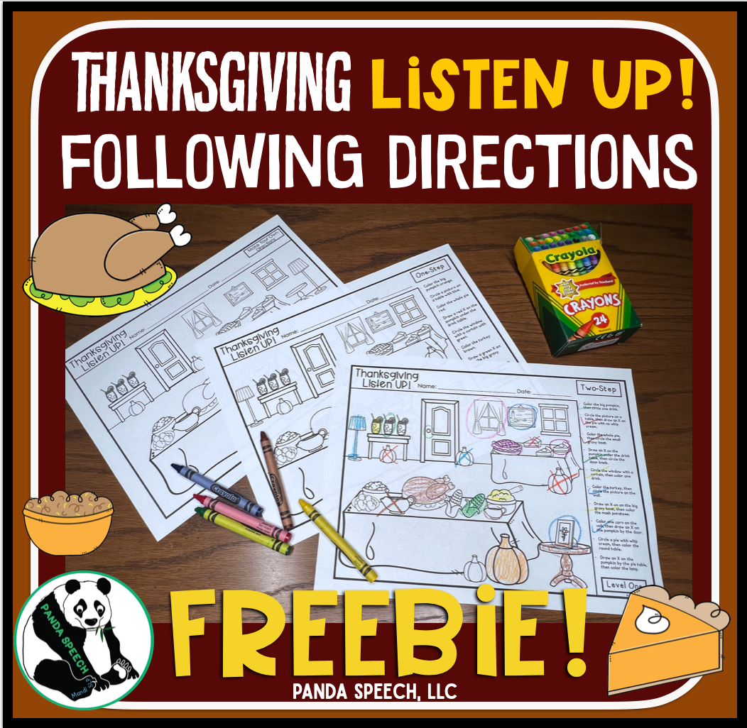 Thanksgiving Dinner Listen Up! Following Directions Freebie