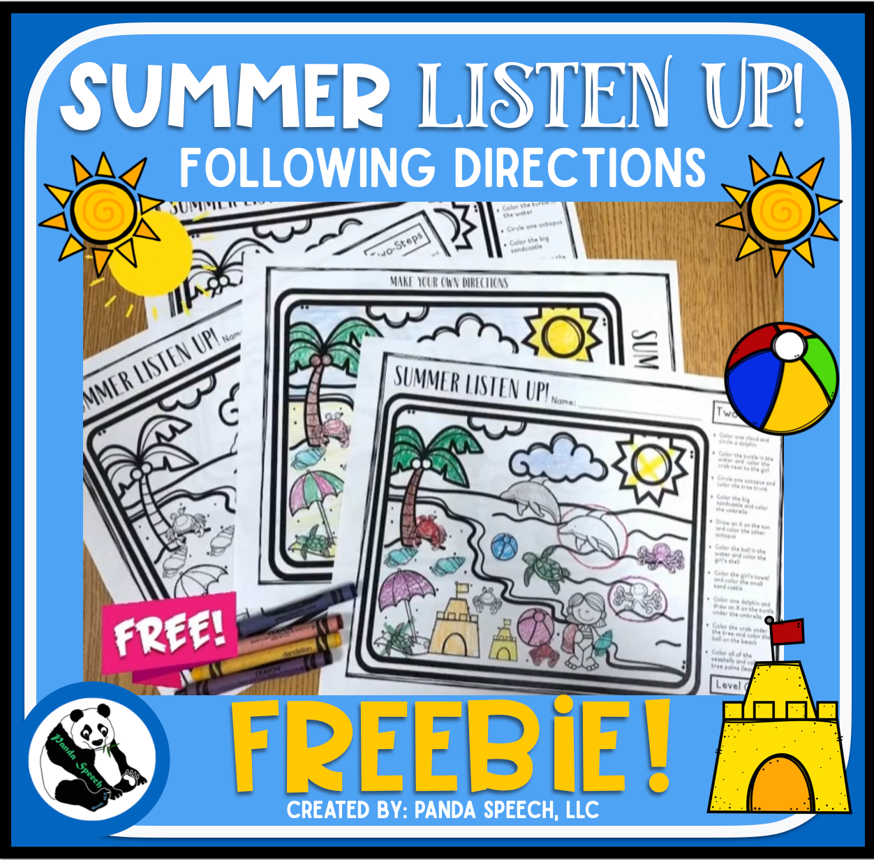 Summer Listen Up! Following Directions Freebie