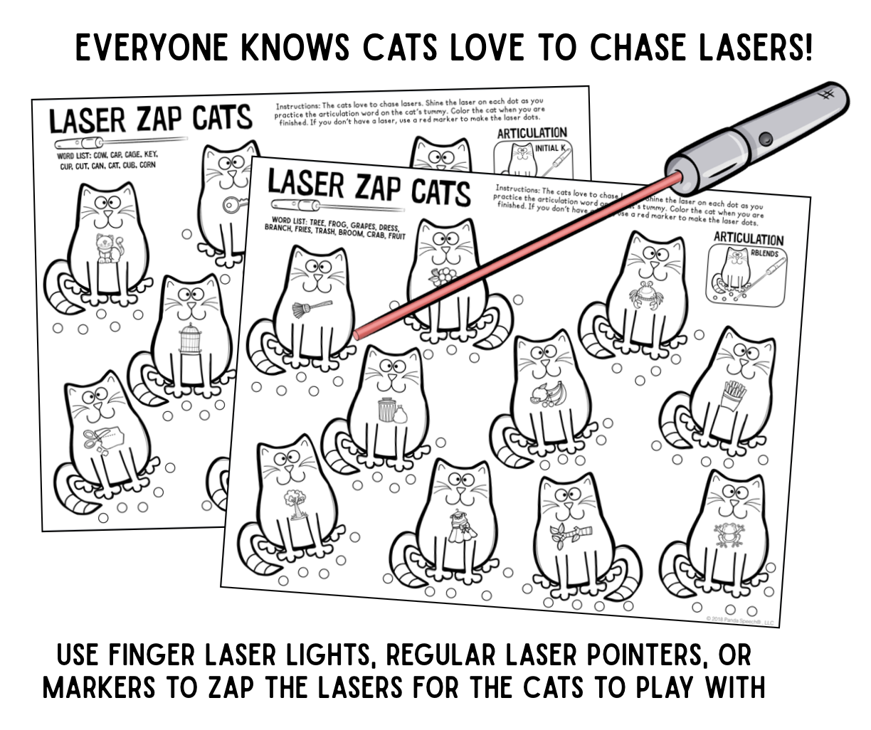 Laser Zap Cats ~ Print & Go for Artic and Language (laser pointers!)