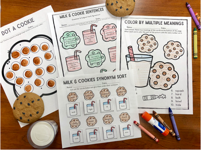 Milk and Cookies No Prep Language Pack (Quick pack!)