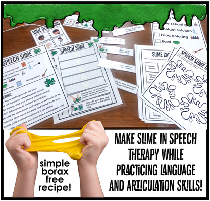 Speech Slime! Speech Therapy Science Experiment Visuals and Worksheets