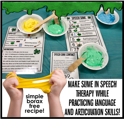 Speech Slime! Speech Therapy Science Experiment Visuals and Worksheets