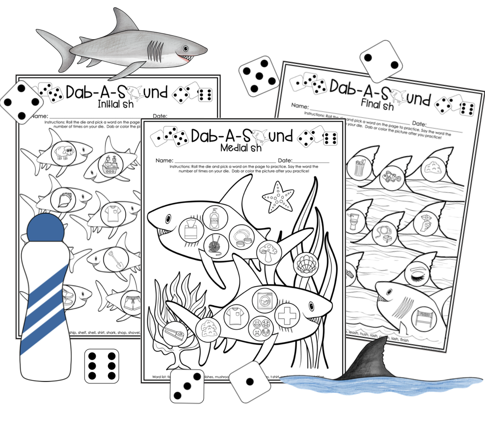 Dab a Sound Shark Edition ~ Print & Go for Articulation SpeechTherapy