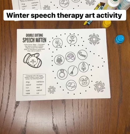 Double Dotting Speech Mittens ~ A Speech Therapy Art Activity