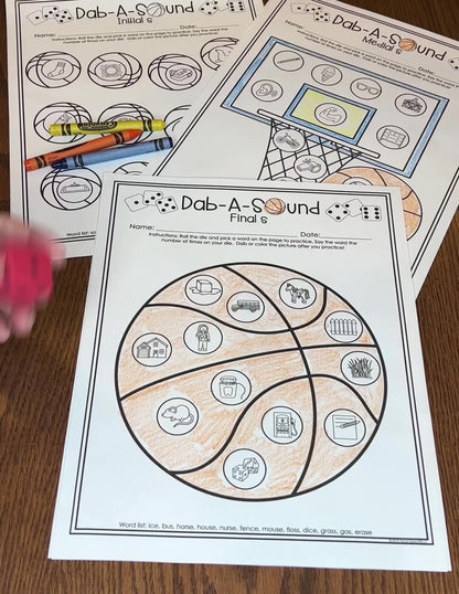 Dab a Sound Basketball Edition ~ Print & Go for Articulation Speech Therapy